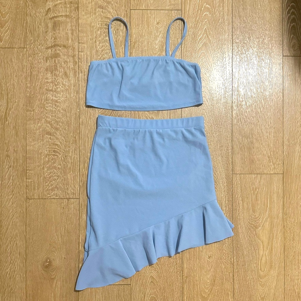 Missguided Light Blue Two-piece skirt set